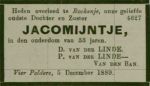 Linde van der Jacomijntje-NBC-08-12-1889 Rouw 1e echtgenote.jpg